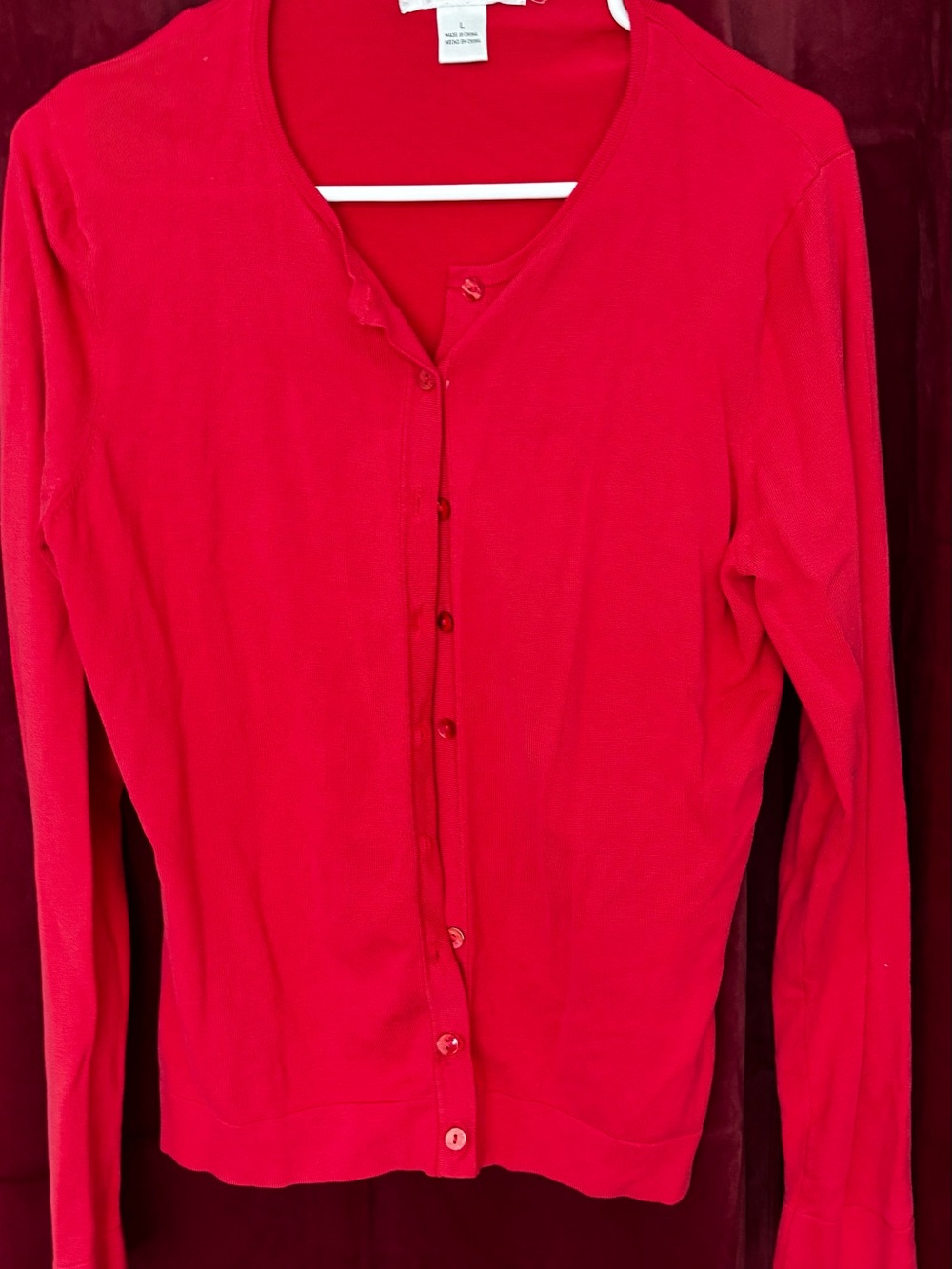 august silk Red Button-Front Women's Cardigan
